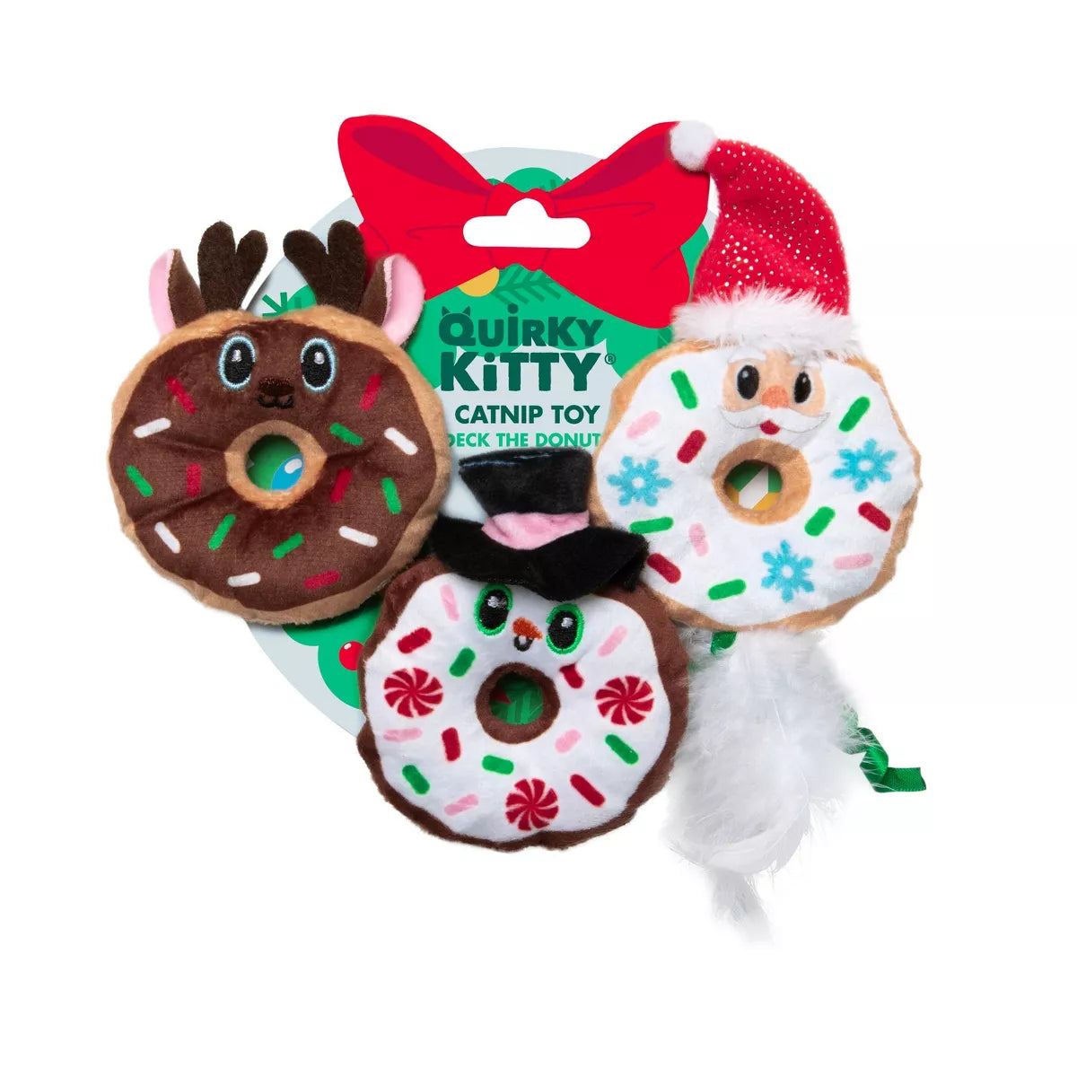 Quirky Kitty Deck the Donuts Cat Plush Toy - White