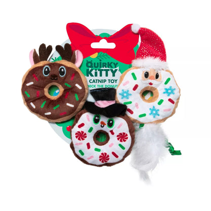 Quirky Kitty Deck the Donuts Cat Plush Toy - White