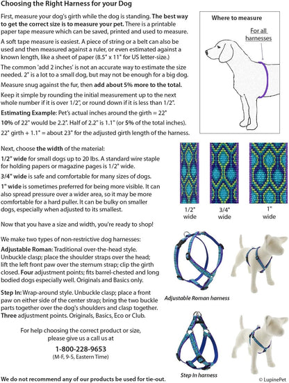 Originals 1/2" Turtle Reef 12-20" Adjustable Roman Dog Harness for Small Dogs