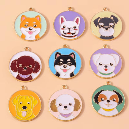 10Pcs Cute Enamel Animal Charms Husky Corgi Bulldog Puppy Dog Pendant for Bracelet Necklace Handmade Jewelry Findings