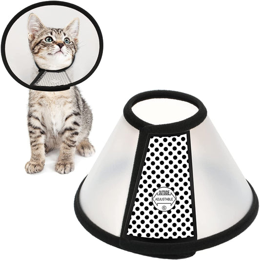 Adjustable Recovery Pet Cone E-Collar for Cats Kittens Rabbits, Plastic Elizabeth Protective Collar Wound Healing Practical Neck Cover, Neck Girth 6.1 In