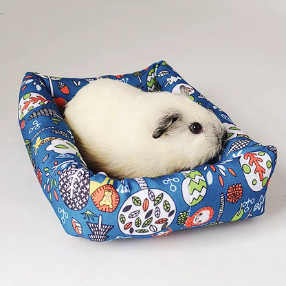 Print Sleep Bed House Rectangle Mat with Rattan Mat for Pet Small Animal Dogs Cat Rabbit Squirrel Guinea Pig Hamster All Seasons