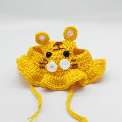 Cute Cat Hat Funny Pets Party Cosplay Headwear Delicate Hemming Pendant Decor Elasticity Knitted Hat Pet Accessories