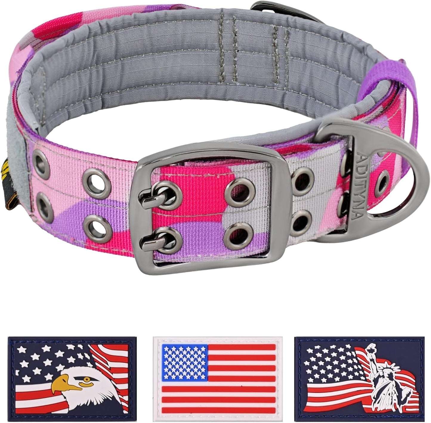 Heavy Duty Dog Collar for Large Dogs - Reflective Collar with Handle for Training, and Walking - Wide, Thick, Tactical, Soft Neoprene Padded